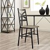 Metal X-Back Wood Seat Dining Chair Pair