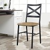 Metal X-Back Wood Seat Dining Chair Pair -1