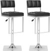 Black/ Chrome Adjustable Bar Stool (Set of 2) - Chez