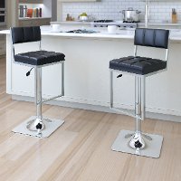 Black/ Chrome Adjustable Bar Stool (Set of 2) - Chez-2