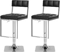 Black/ Chrome Adjustable Bar Stool (Set of 2) - Chez-3