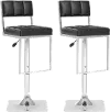 Chez Black and Chrome Adjustable Bar Stool, Set of 2