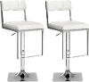 Chez White and Chrome Adjustable Bar Stool, Set of 2