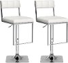 White/ Chrome Adjustable Bar Stool (Set of 2) - Chez