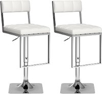 White/ Chrome Adjustable Bar Stool (Set of 2) - Chez