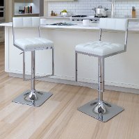 White/ Chrome Adjustable Bar Stool (Set of 2) - Chez-2