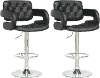 Black Adjustable Swivel Bar Stools - Set of 2