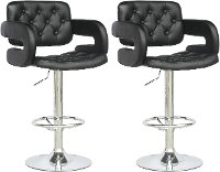 Black Swiveling Adjustable Bar Stool (Set of 2)