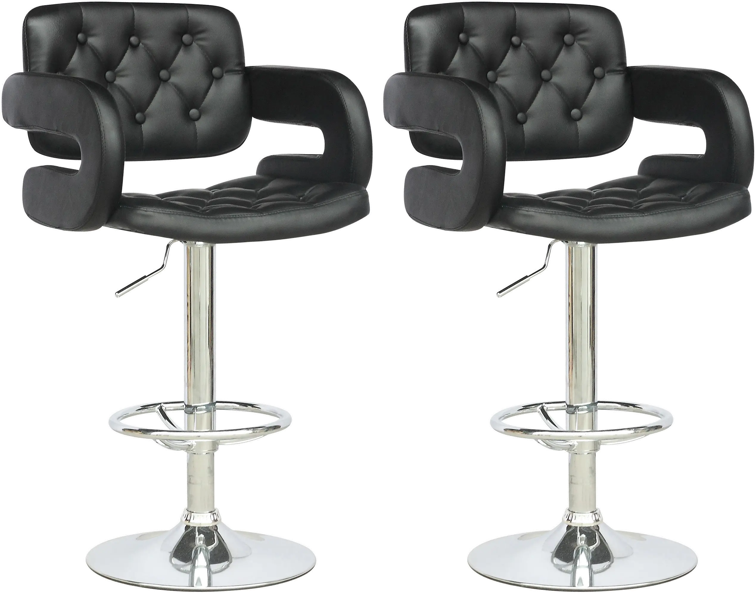 Black Swiveling Adjustable Bar Stool (Set of 2)-1