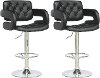 Black Swiveling Adjustable Bar Stool (Set of 2)