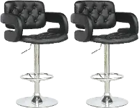 Black Swiveling Adjustable Bar Stool (Set of 2)