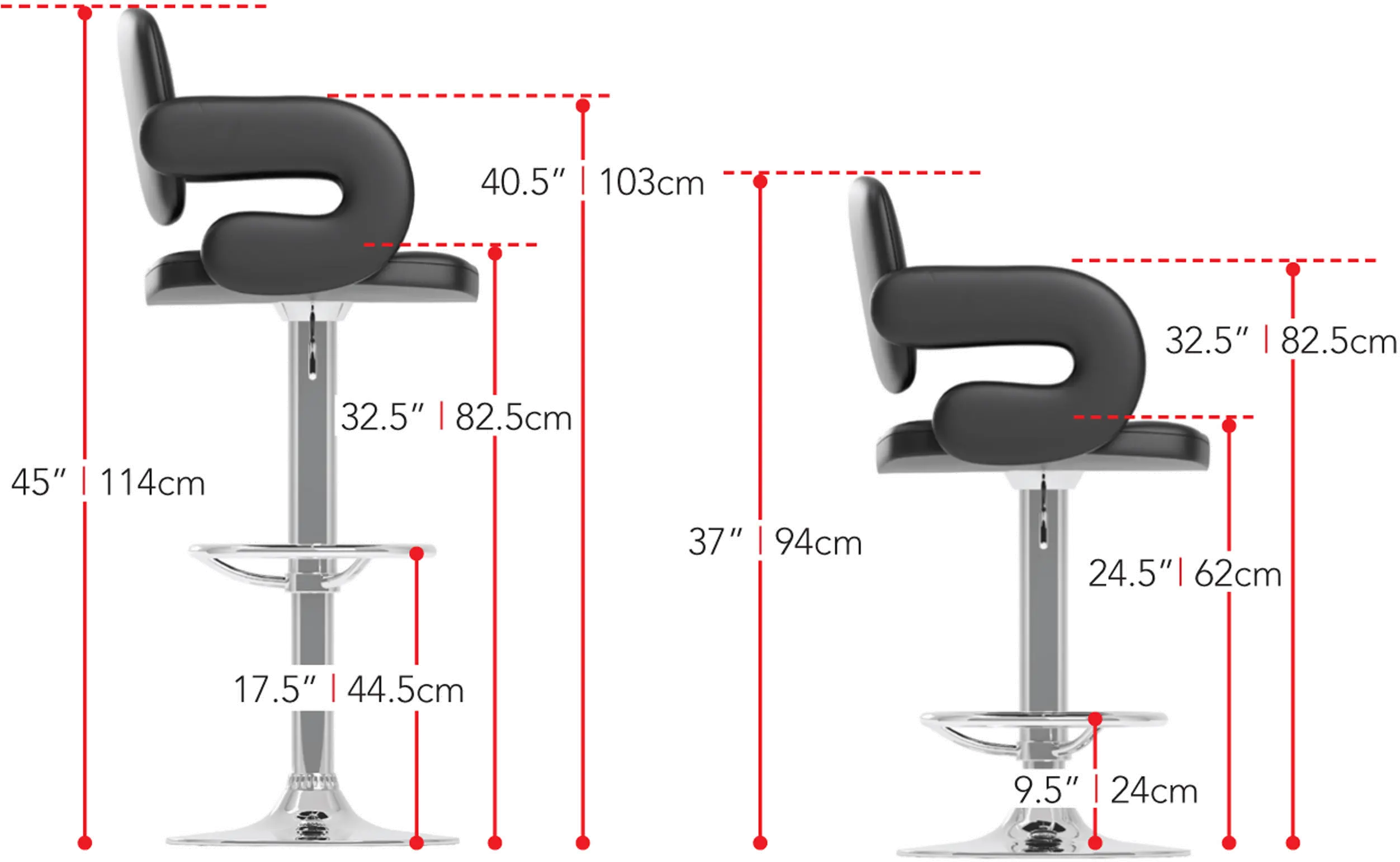 Black Swiveling Adjustable Bar Stool (Set of 2)-3