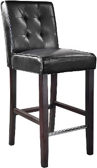Black Bonded Leather Bar Stool - Antonio