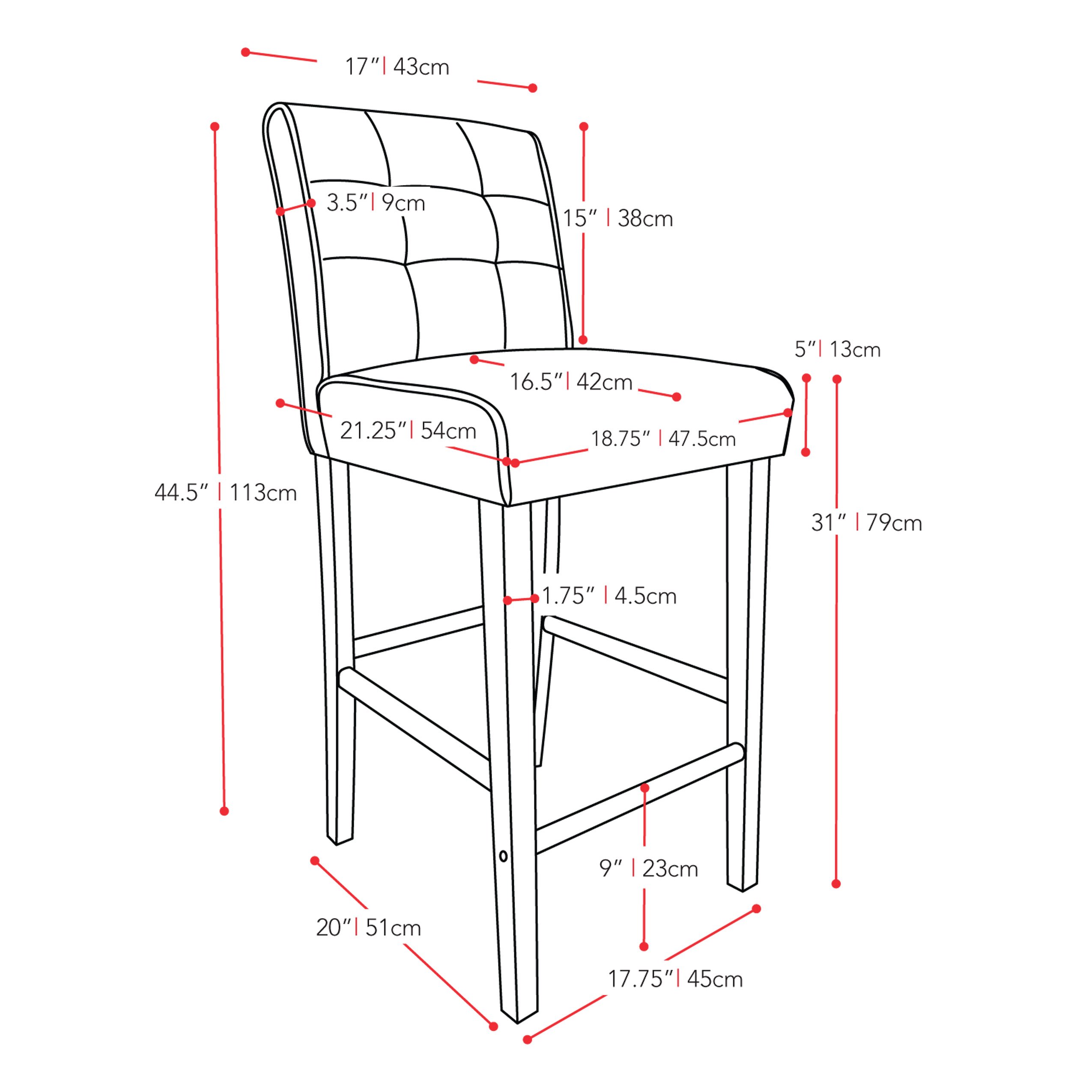 Black Bonded Leather Bar Stool - Antonio-3