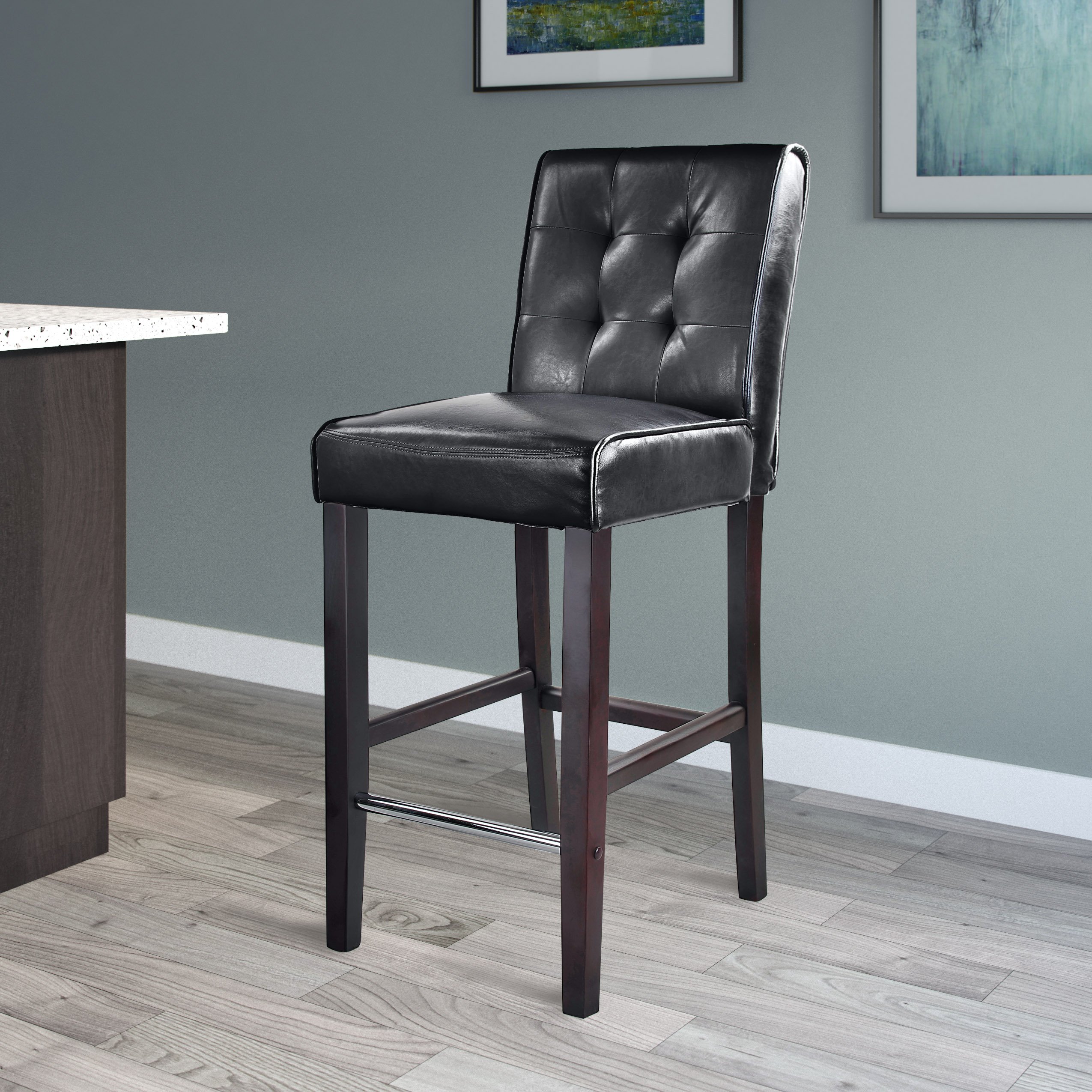 Black Bonded Leather Bar Stool - Antonio-4
