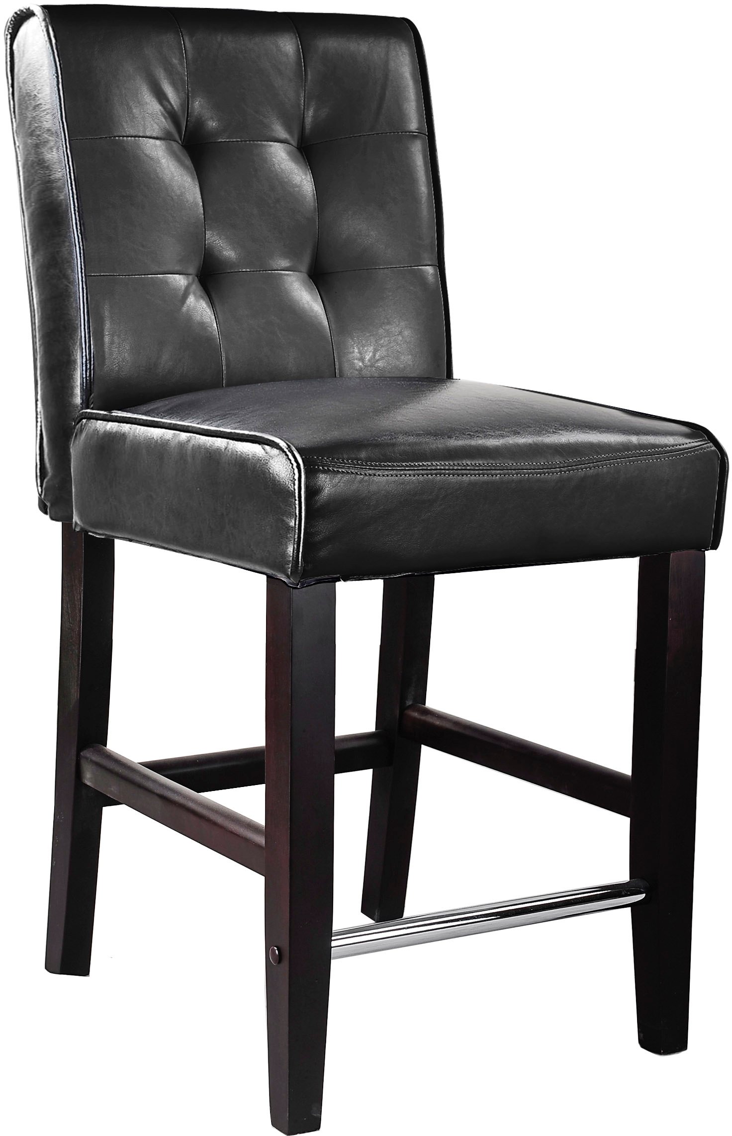 Black Bonded Leather Counter Height Stool - Antonio-1