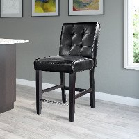 Black Bonded Leather Counter Height Stool - Antonio-2
