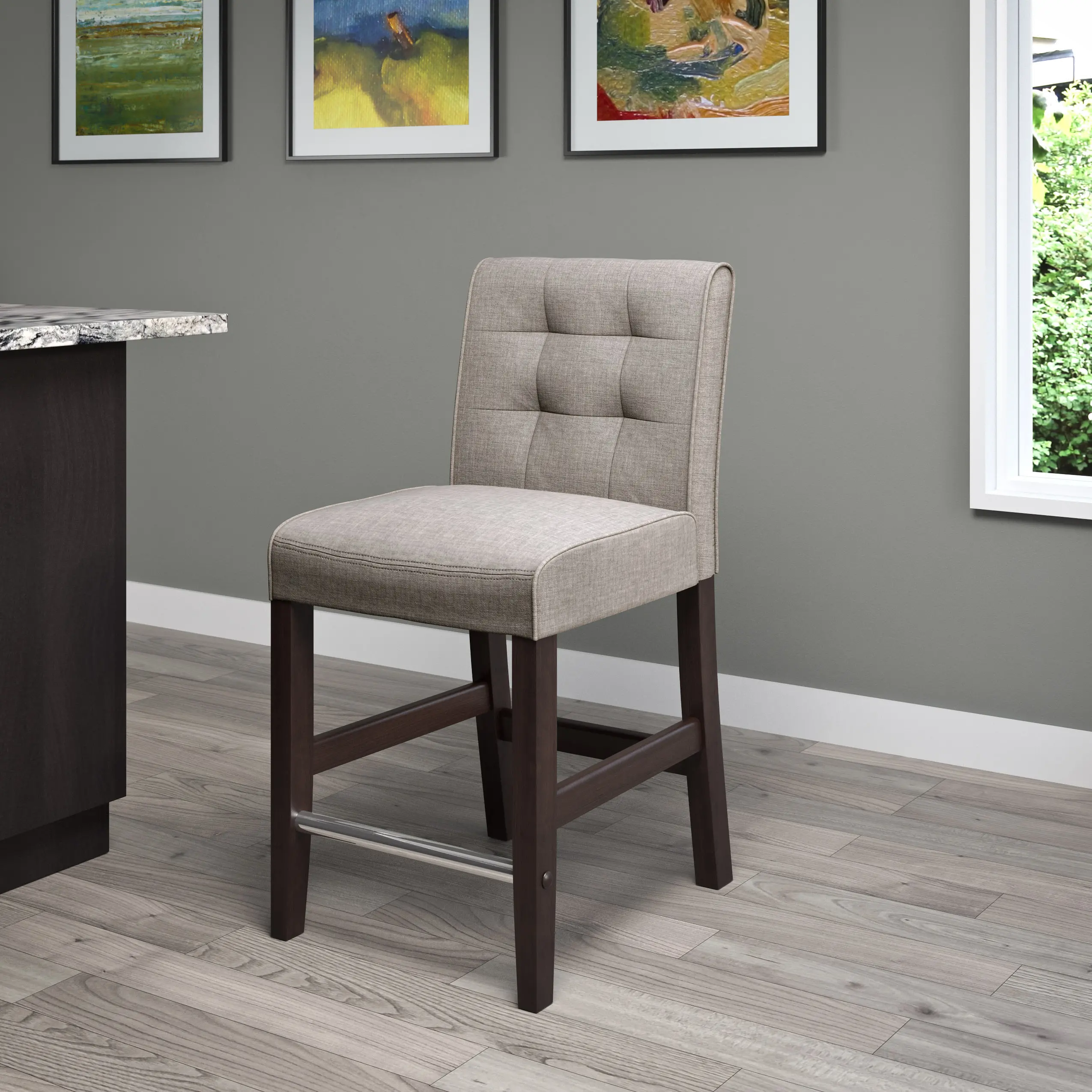 Gray Tweed Counter Height Stool - Antonio-2