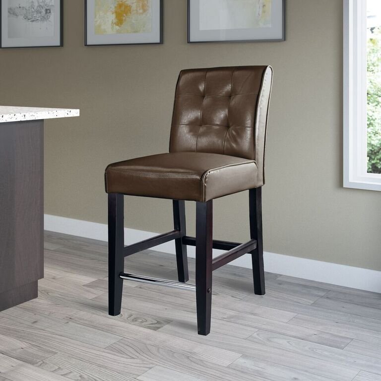 Dark Brown Bonded Leather Counter Height Stool - Antonio-1