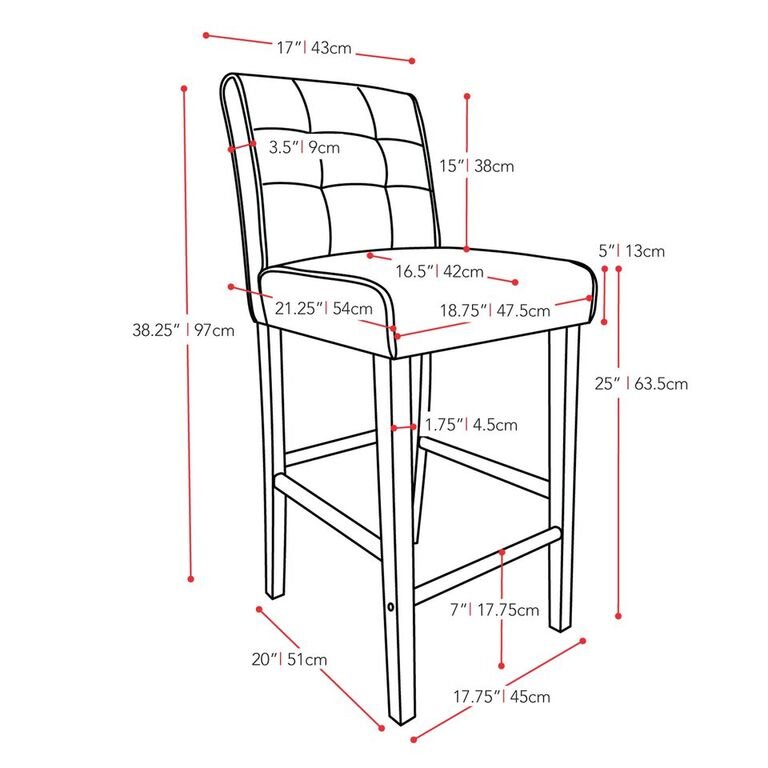 Dark Brown Bonded Leather Counter Height Stool - Antonio-2