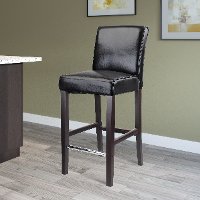 Black Bonded Leather Bar Stool - Antonio