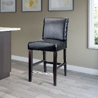 Black Bonded Leather Counter Height Stool - Antonio