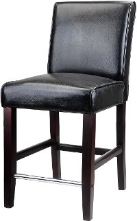 Black Bonded Leather Counter Height Stool - Antonio-3