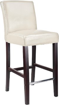 White Bonded Leather Bar Stool - Antonio