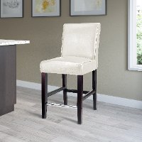 White Bonded Leather Counter Height Stool - Antonio-2