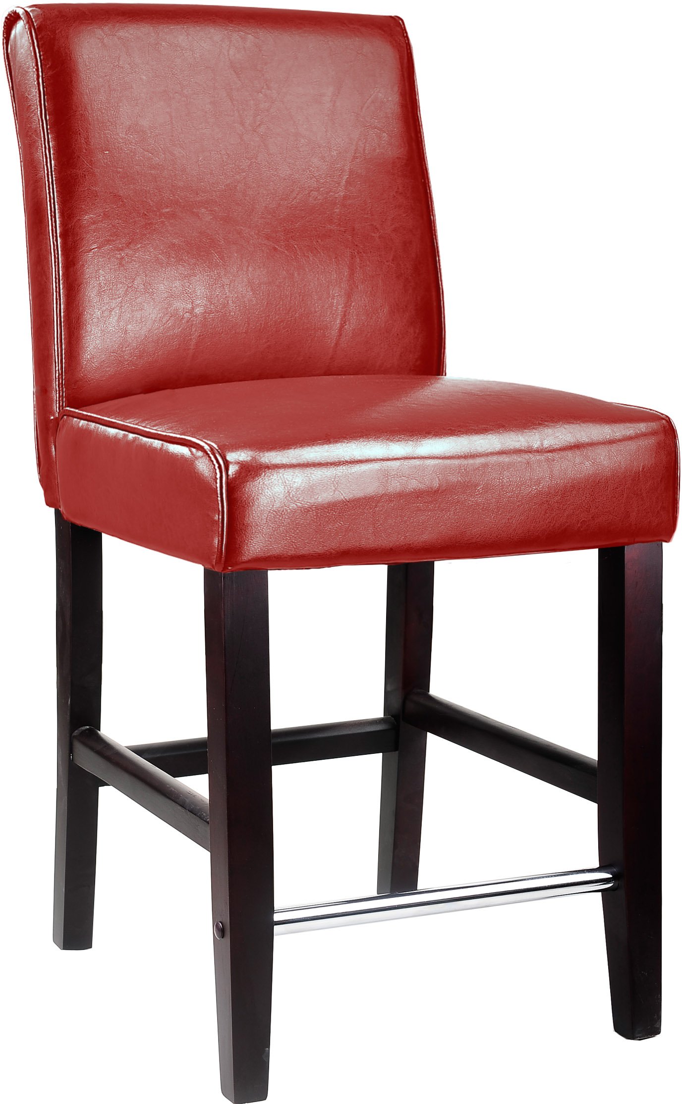 Red Bonded Leather Counter Height Stool - Antonio-1