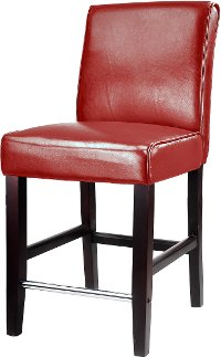 Red Bonded Leather Counter Height Stool - Antonio-2