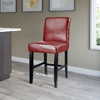 Red Bonded Leather Counter Height Stool - Antonio-3