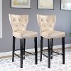 Cream Bonded Leather Bar Stool (Set of 2) - Kings-1