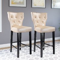Cream Bonded Leather Bar Stool (Set of 2) - Kings
