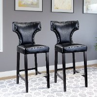 Black Bonded Leather Bar Stool (Set of 2) - Kings