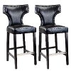 Black Bonded Leather Bar Stool (Set of 2) - Kings-2