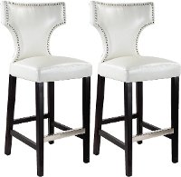 White Bonded Leather Bar Stool (Set of 2) - Kings-3