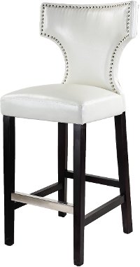 White Bonded Leather Bar Stool (Set of 2) - Kings-4