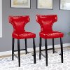 Red Leather Bar Stool (Set of 2) - Kings-2