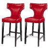 Red Leather Bar Stool (Set of 2) - Kings-4