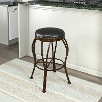Metal / Brown Bonded Leather Bar Stool - Jericho