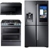 KIT Samsung 3 Piece Kitchen Appliance Package with Gas Range - Black Stainless Steel