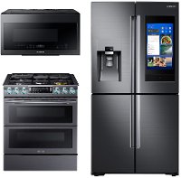 KIT Samsung 3 Piece Kitchen Appliance Package with Gas Range - Black Stainless Steel