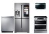 KIT Samsung 4 Piece Electric Kitchen Appliance Package with French Door Smart Refrigerator - Stainless Steel