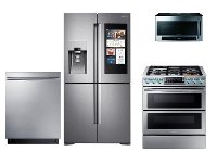 KIT Samsung 4 Piece Samsung Stainless Steel Kitchen Appliance Package with Gas Range