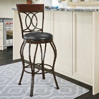 Metal/ Brown Bonded Leather Bar Stool - Jericho