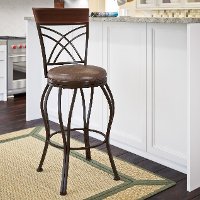 Metal/ Brown Bonded Leather Bar Stool - Jericho