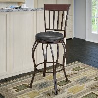 Metal / Brown Bonded Leather Bar Stool - Jericho