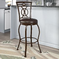 Metal/ Brown Bonded Leather Bar Stool - Jericho