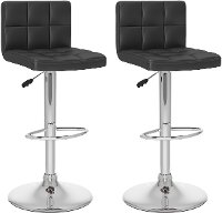 Black High-Back Adjustable Bar Stool (Set of 2)